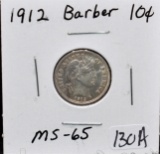1912 BARBER DIME MARKED MS65