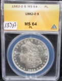 1882-0 MORGAN ANACS MS64PL FROM SAFE DEPOSIT