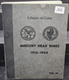 EARLY MERCURY DIME BOOK WITH 74 DIMES