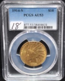 1914-S $10 INDIAN HEAD GOLD COIN PCGS AU53
