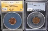 1924-D LINCOLN F12 & 1970-S SM/DATE MS65 RED