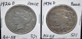 1926-D & 1934-D PEACE DOLLARS FROM SAFE DEPOSIT