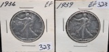 1936 & 1939 WALKING LIBERTY HALF DOLLARS