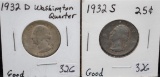 1932-S & 1932-D WASHINGTON QUARTERS