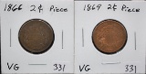 1866 & 1869 TWO CENT PIECES FROM SAFE DEPOSIT