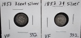 1852 & 1853 3 -CENT SILVER FROM SAFE DEPOSIT