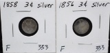 1856 & 1858 3-CENT SILVER FROM SAFE DEPOSIT