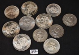 11 MIXED DATES SILVER MEXICAN COINS