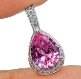 2CT PINK SAPPHIRE AND TOPAZ 925 PENDANT