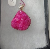 NATURAL PINK DRUZY STERLING SILVER PENDANT
