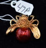 UNIQUE 18K YELLOW GOLD BEETLE PIN