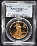 1986-W $50 1OZ AMERICAN GOLD EAGLE PCGS MS69DCAM