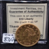 1894 INVESTMENT RARITIES $10 LIBERTY GOLD COIN