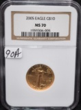2005 $10 1/4 OZ AMERICAN GOLD EAGLE NGC MS70
