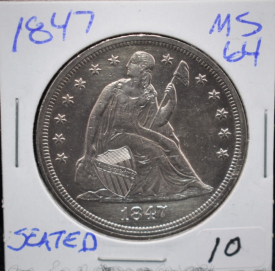 RARE 1847 SEATED DOLLAR FROM SAFE DEPOSIT