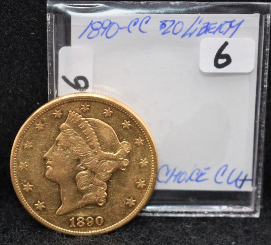 KEY 1890-CC $20 LIBERTY GOLD COIN FROM SAFE DEOSIT