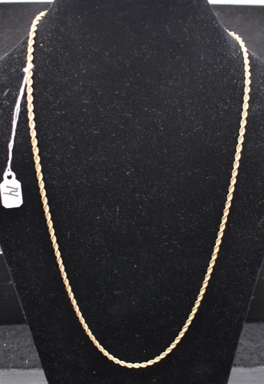 25 INCH SOLID 14K YELLOW GOLD ROPE NECKLACE