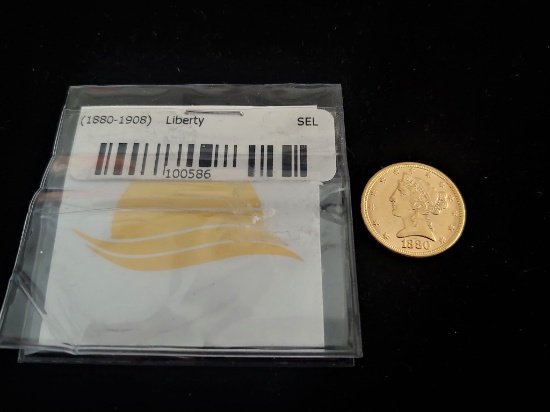 1880 BU $5 LIBERTY GOLD COIN FROM SAFE DEPOSIT