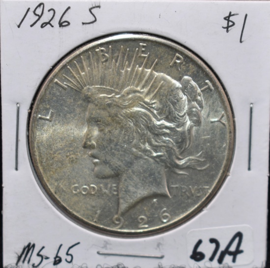 1926-S PEACE DOLLAR - MARKED MS65