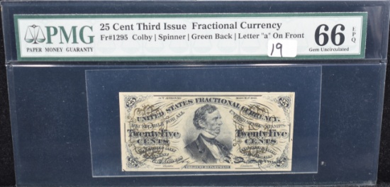 RARE 25 CENT 3RD ISSUE FRACTIONAL CURRENCY GU66