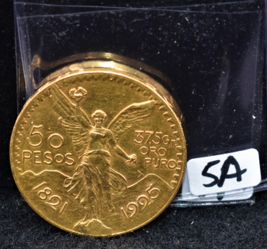 RARE 1925 50 PES0 (1.2057 AGW) MEXICO GOLD COIN FROM SAFE DEPOSIT