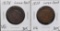 TWO 1838 CORONET HEAD LARGE CENTS