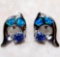 SAPPHIRE AND AUSTRALIAN OPAL INLAY DOLPHIN EARRING