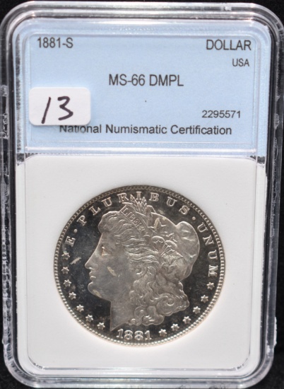 1881-S MORGAN DOLLAR - NNC MS66DMPL