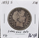 SEMI-KEY 1893-S BARBER HALF DOLLAR