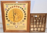 TWO FRAMED PLAQUES OF 20TH CENTURY COINS