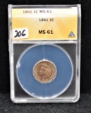 1861 INDIAN HEAD PENNY ANACS MS61