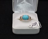 2.56 CTTW BLUE CORAL & DIAMOND 14K GOLD RING
