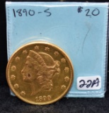 RARE 1890-S $20 LIBERTY GOLD COIN FROM COLLECTION