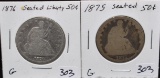 1875 & 1876 SEATED HALF DOLLARS FROM COLLECTION