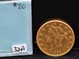 RARE 1896 $20 LIBERTY GOLD COIN FROM COLLECTION