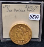 RAW 1897 $10 LIBERTY GOLD COIN FROM COLLECTION