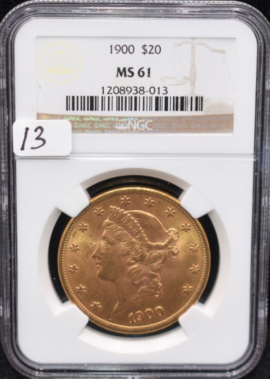 1900 $20 LIBERTY GOLD COIN - NGC MS61