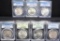 7 MIXED DATE PEACE DOLLARS - PCGS MS64