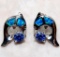 SAPPHIRE AND AUSTRALIAN OPAL INLAY DOLPHIN EARRING