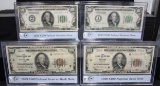 2 $100 NATIONAL CURRENCY & 2 $100 FED RESERV NOTES