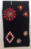 2 SETS OF VINTAGE RHINESTONE BROOCHES AND EARRINGS