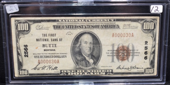RARE $100 NATIONAL CURRENCY "BUTTE" MONTANA NOTE