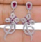 1CT RUBY & WHITE TOPAZ 925 SOLID STERLING EARRINGS