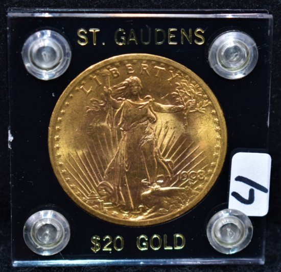 1908 BU $20 SAINT GAUDENS GOLD COIN