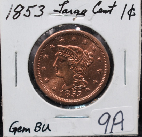 HIGH GRADE1853 BRAIDED LARGE CENT