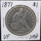 1871 SEATED SILVER DOLLAR