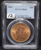 1900 $20 LIBERTY GOLD COIN PCGS MS63