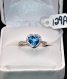 HEART SHAPED BLUE TOPAZ STERLING SILVER RING