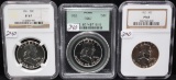 3 MIXED DATES PCGS/NGC PROOF 67 FRANKLIN HALVES