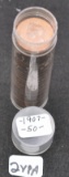 ROLL OF 50 1907 INDIAN HEAD PENNIES